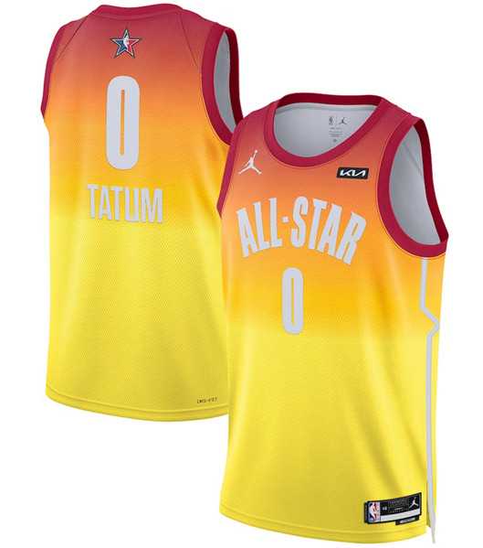 Men%27s 2023 All-Star #0 Jayson Tatum Orange Game Swingman Stitched Basketball Jersey Dzhi->2023 all star->NBA Jersey